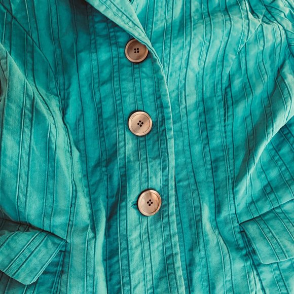 J. Jill Turquoise** Ridged 100% Cotton Blazer Size 12 - Picture 3 of 15